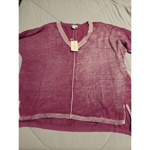 Sundance‎  Living Lightweight Purple V-Neck Exposed Seams Sweater Small NEW